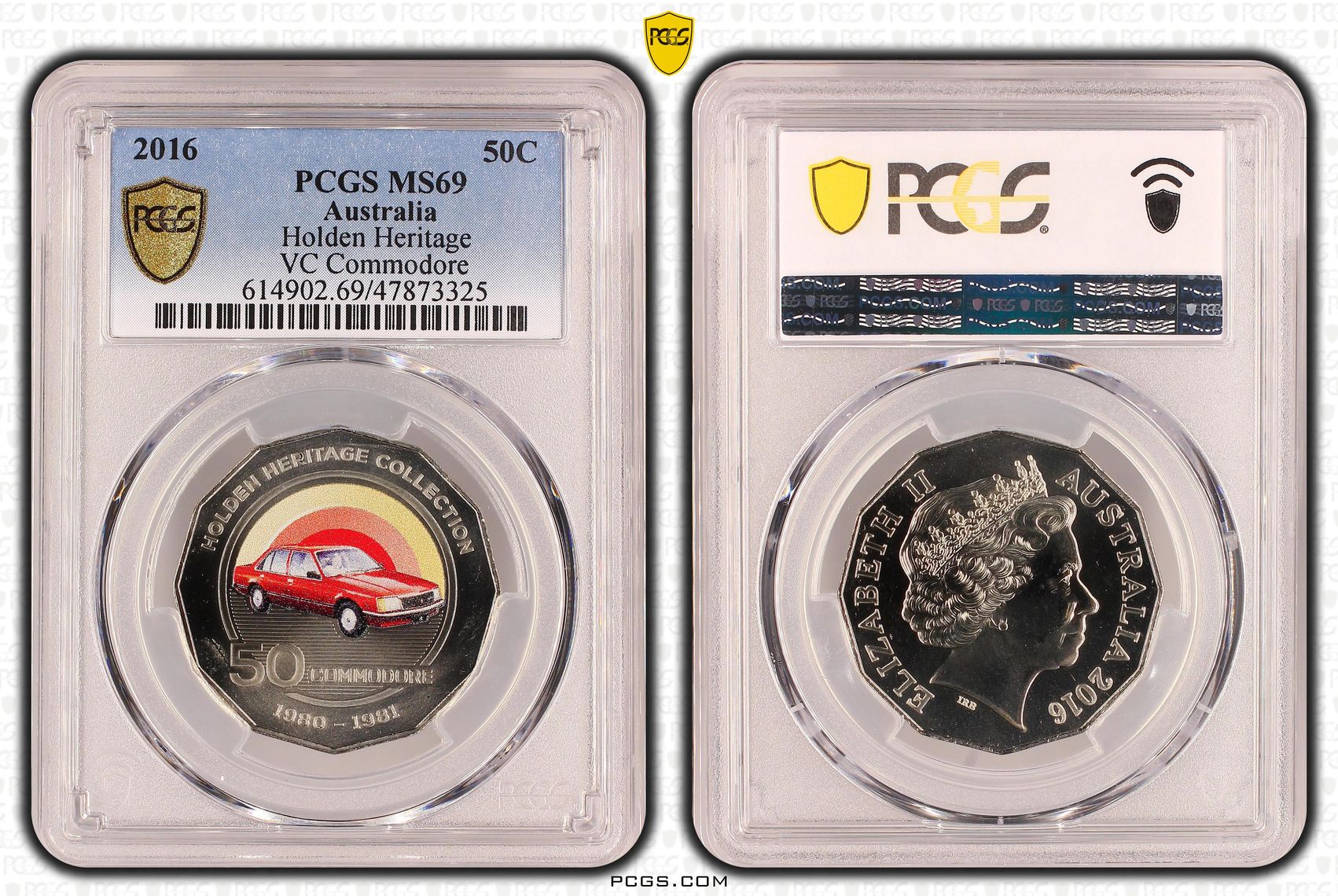 Holden Heritage - VC Commodore, Fifty Cent, 2016, PCGS MS69