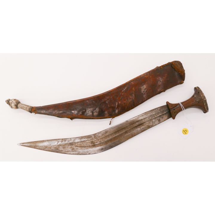 Antique Turkish Silver Mounted Sword with Leather Scabbard- 23''