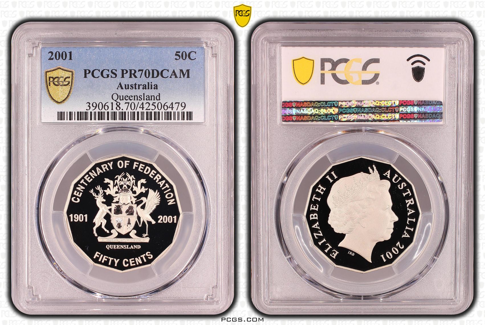 294 · 2001 Australia Fifty Cent, 50c Proof Queensland PCGS - PR70DCAM POP 40/0 -479