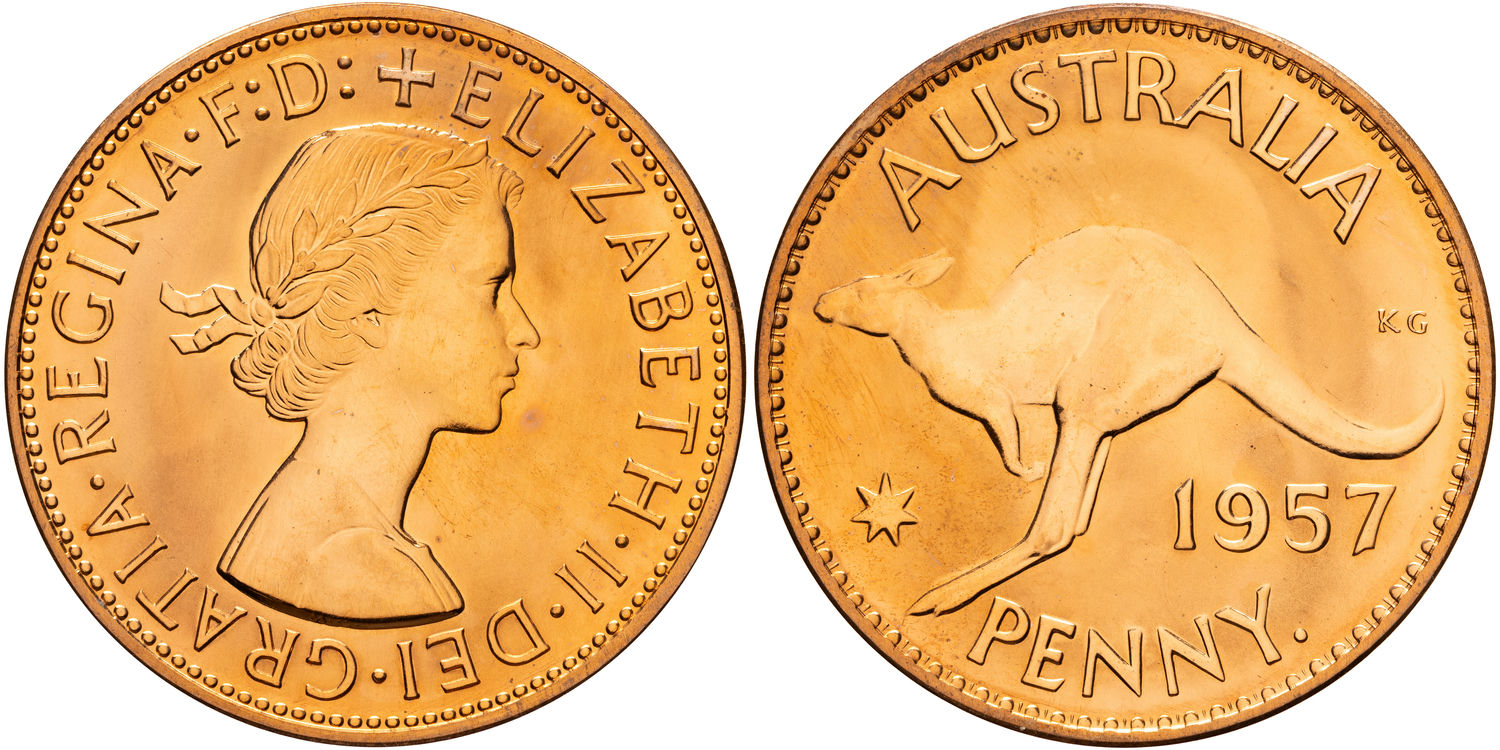 Elizabeth II, Penny, 1957-Y., FDC