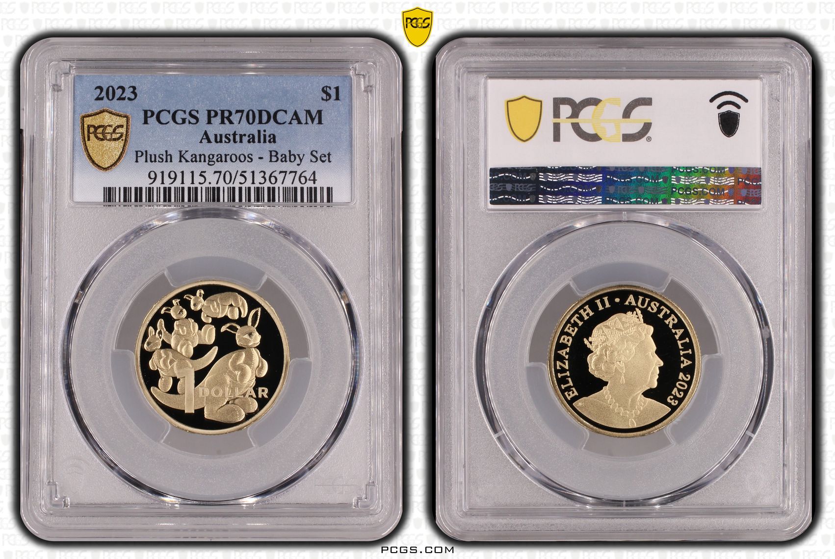 Plush Kangaroos - Baby Set, One Dollar, 2023, PCGS PR70DCAM