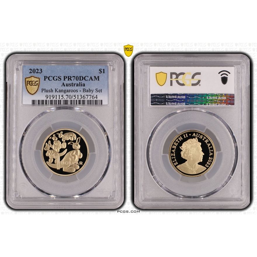 Plush Kangaroos - Baby Set, One Dollar, 2023, PCGS PR70DCAM
