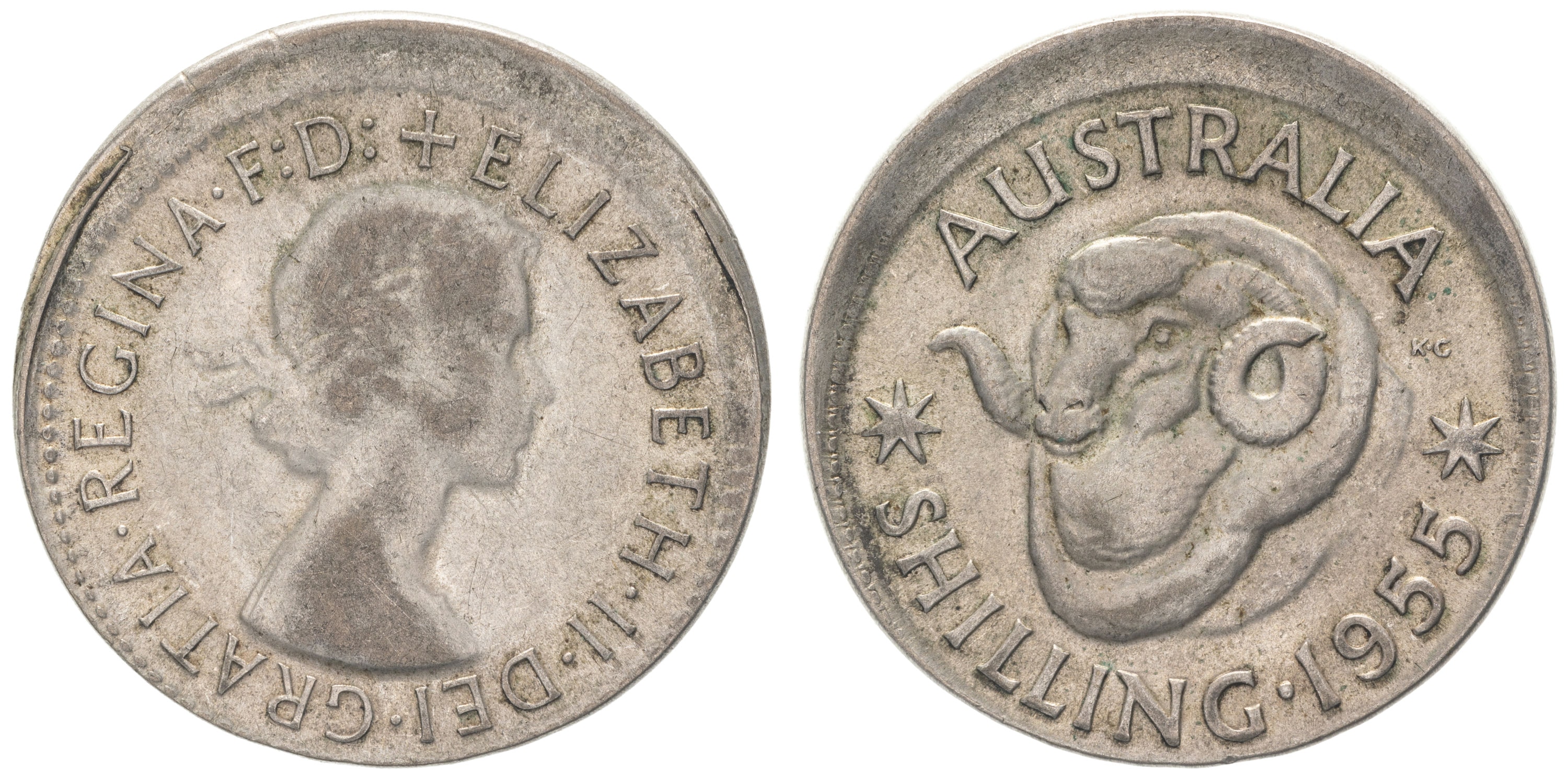 Elizabeth II, Shilling, 1955, VG