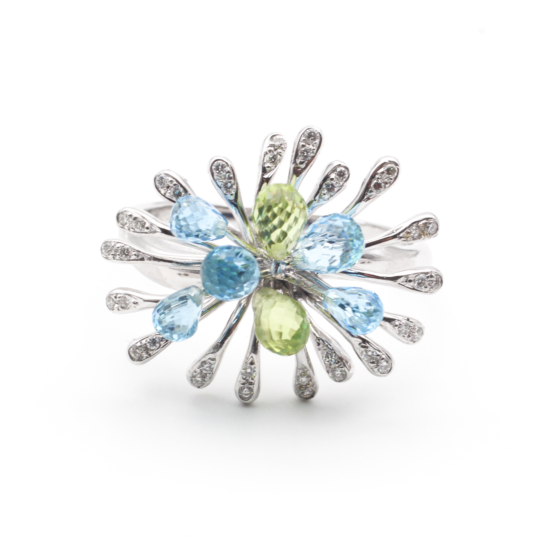 459. · Topaz & Peridot & 0.20ct Diamond  Ring 8.18g