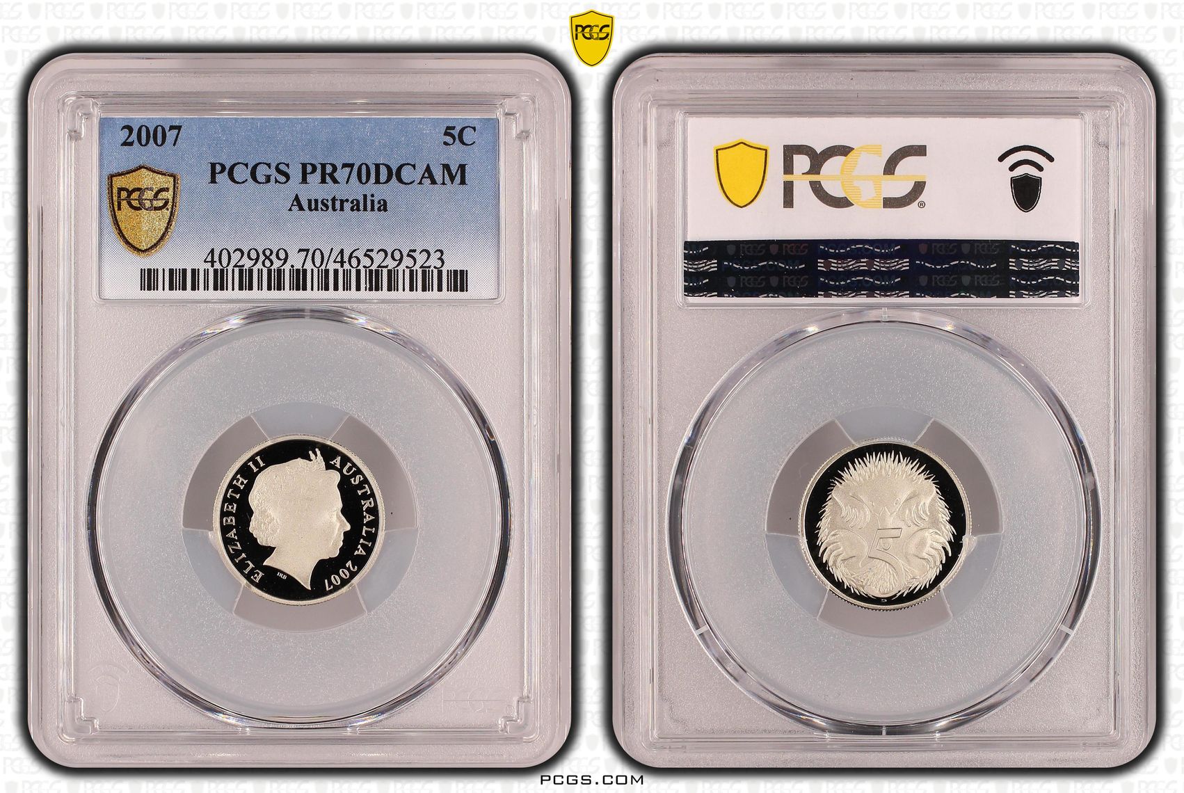 Elizabeth II, Five Cent, 2007, PCGS PR70DCAM