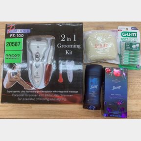 PUR SONIC 2 IN 1 GROOMING KIT, SECRET DEODRANT, GUM SOFT PICKS COMFORT FLEX & SCRUB