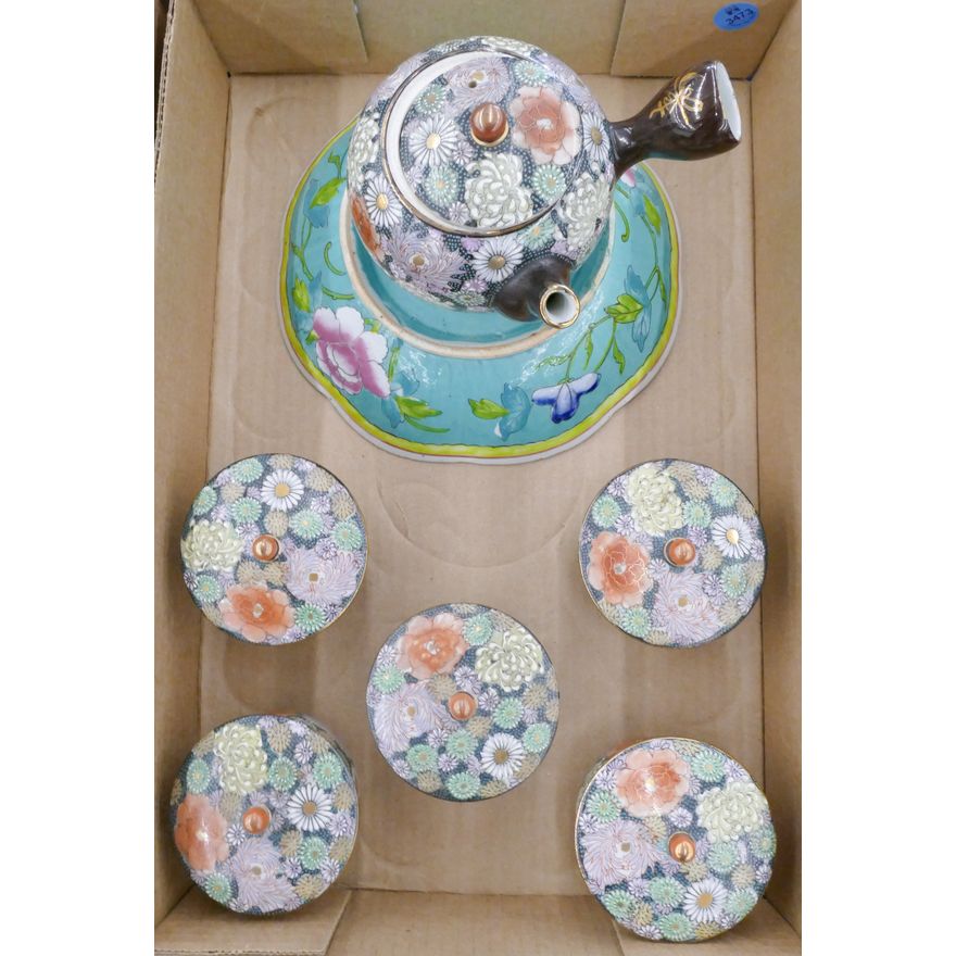 Box Old Japanese Floral Teaset etc.