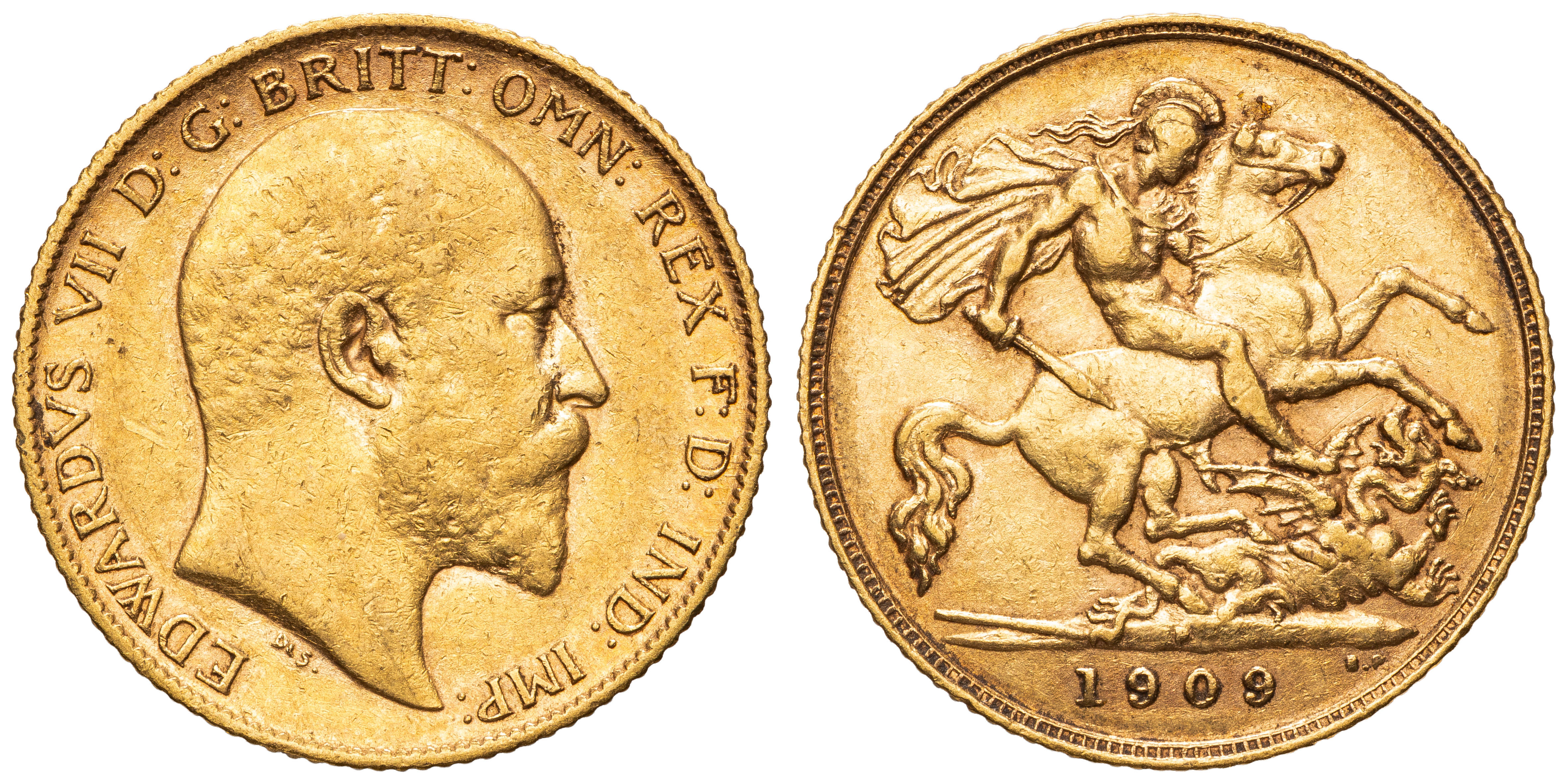 Edward VII, Half Sovereign, 1909-P, VF