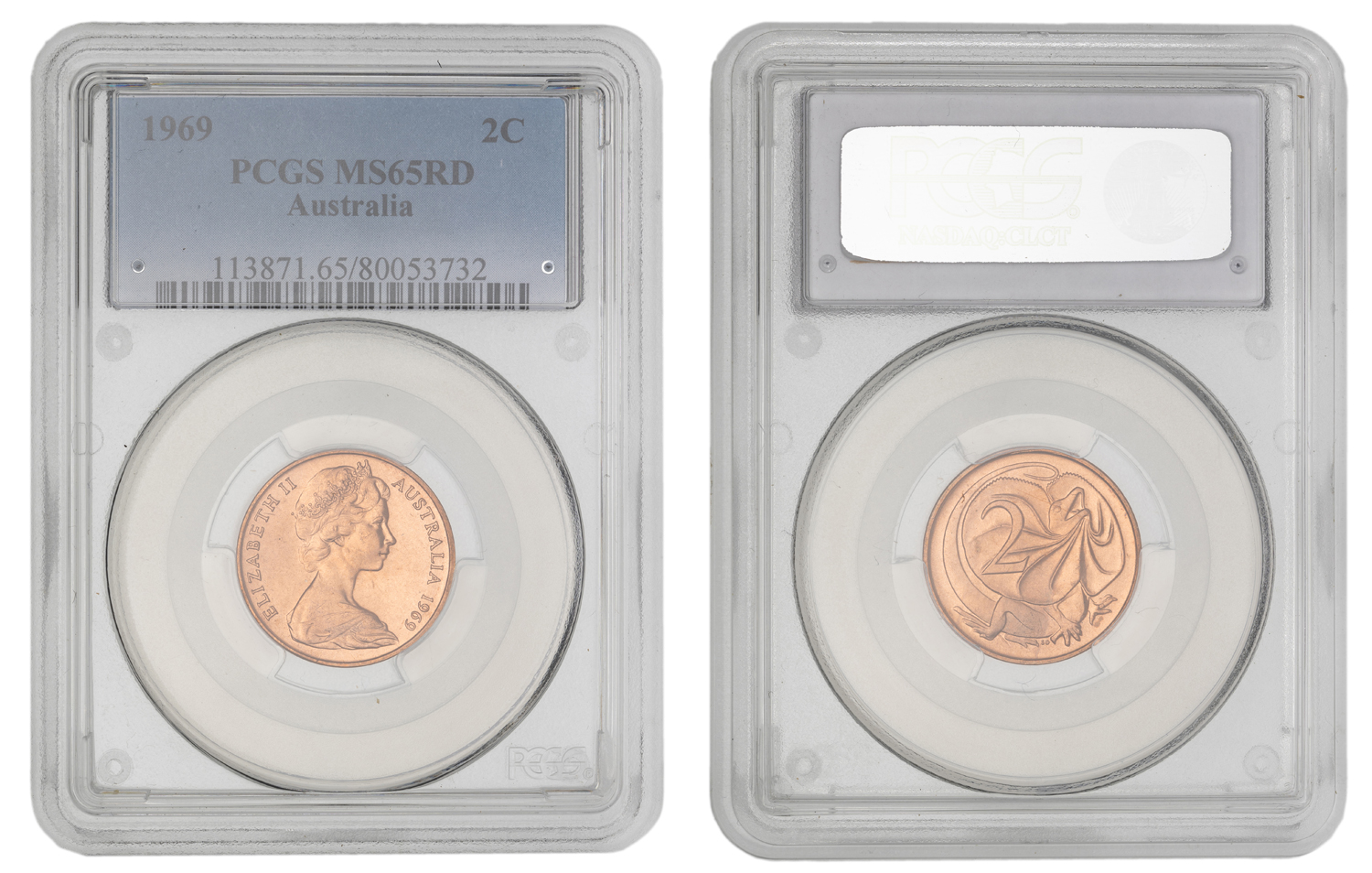Elizabeth II, Two Cent, 1969, PCGS MS65RD