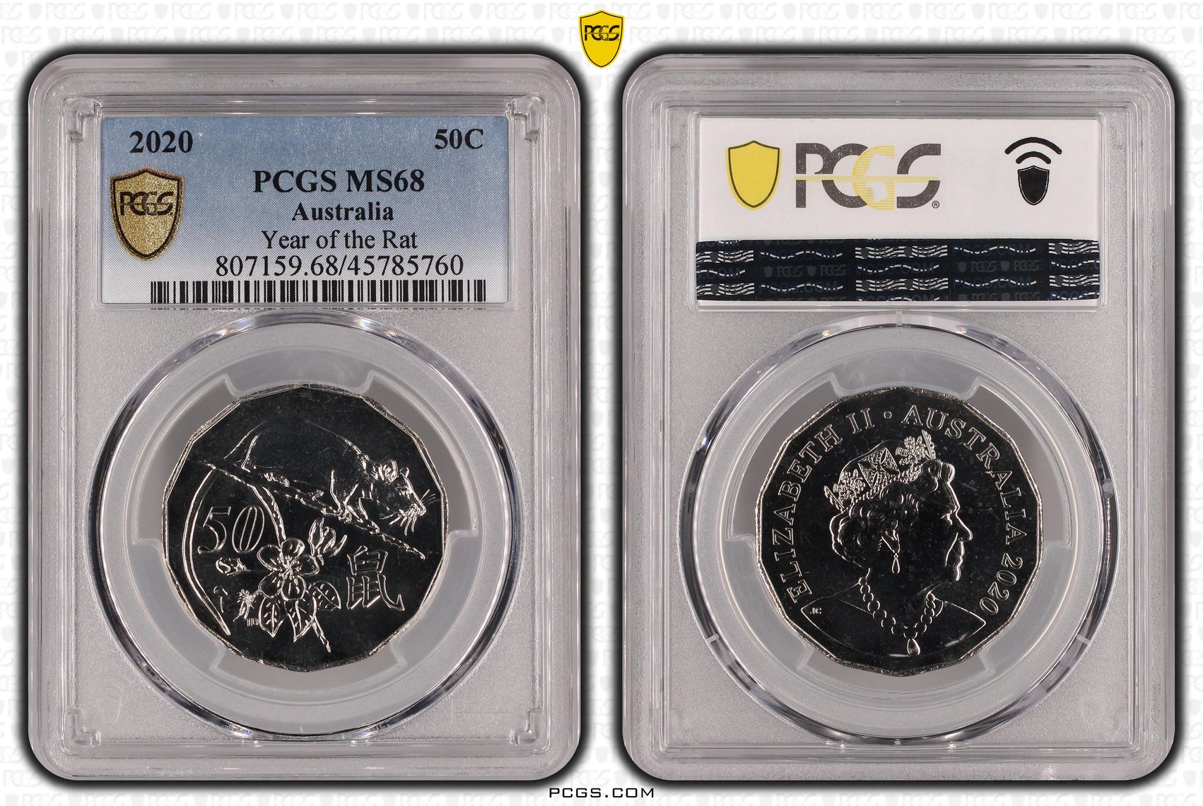 Year of the Rat, Fifty Cent, 2020, PCGS MS 68