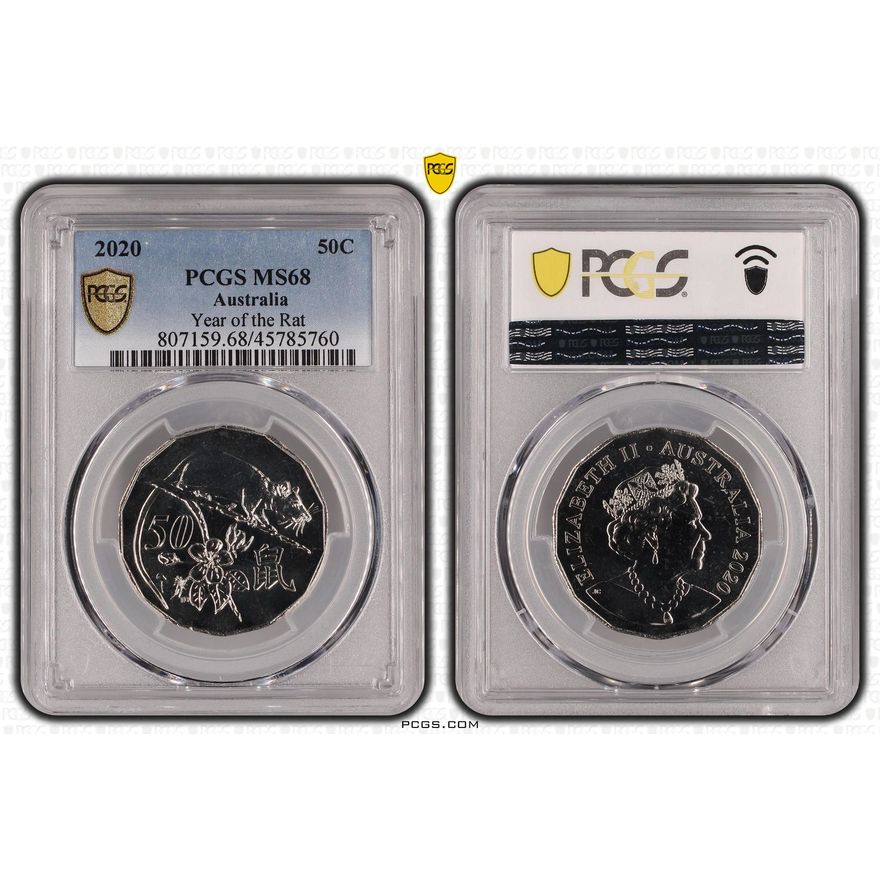 Year of the Rat, Fifty Cent, 2020, PCGS MS 68