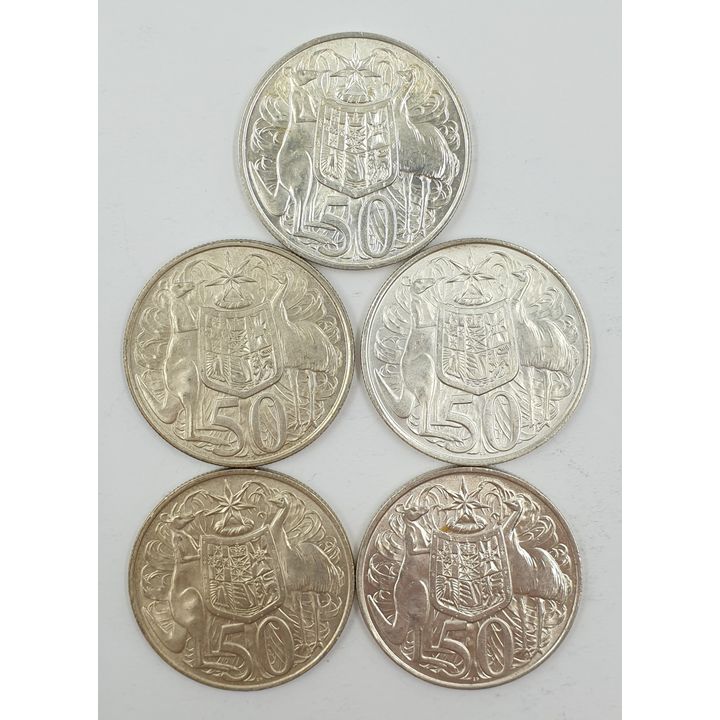 Aus. 1966 Round 50c Coins (x5)