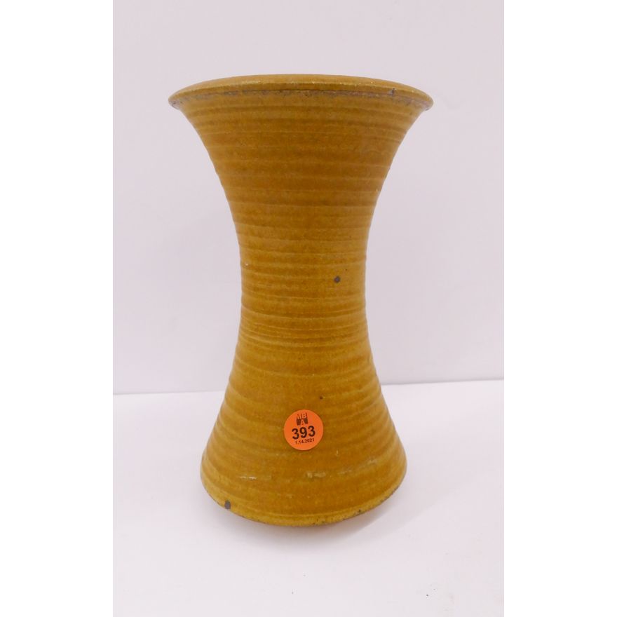 Tom McMillin Yellow Studio Pottery Vase- 8.5''- 2 small rim flakes