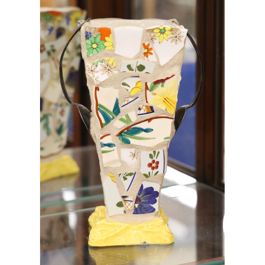 Maggie Murdoch (Canada) Pique Assiette Studio Ceramic Vase 8.5''