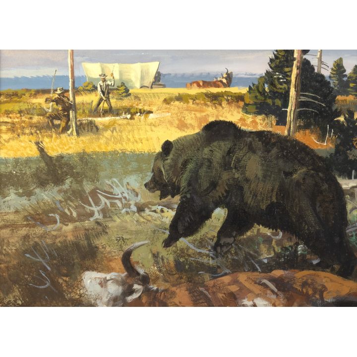 Bob Kuhn (1920-2007), Rogue Grizzly, Study for Remington's 150th Anniversary Calendar, 1966
