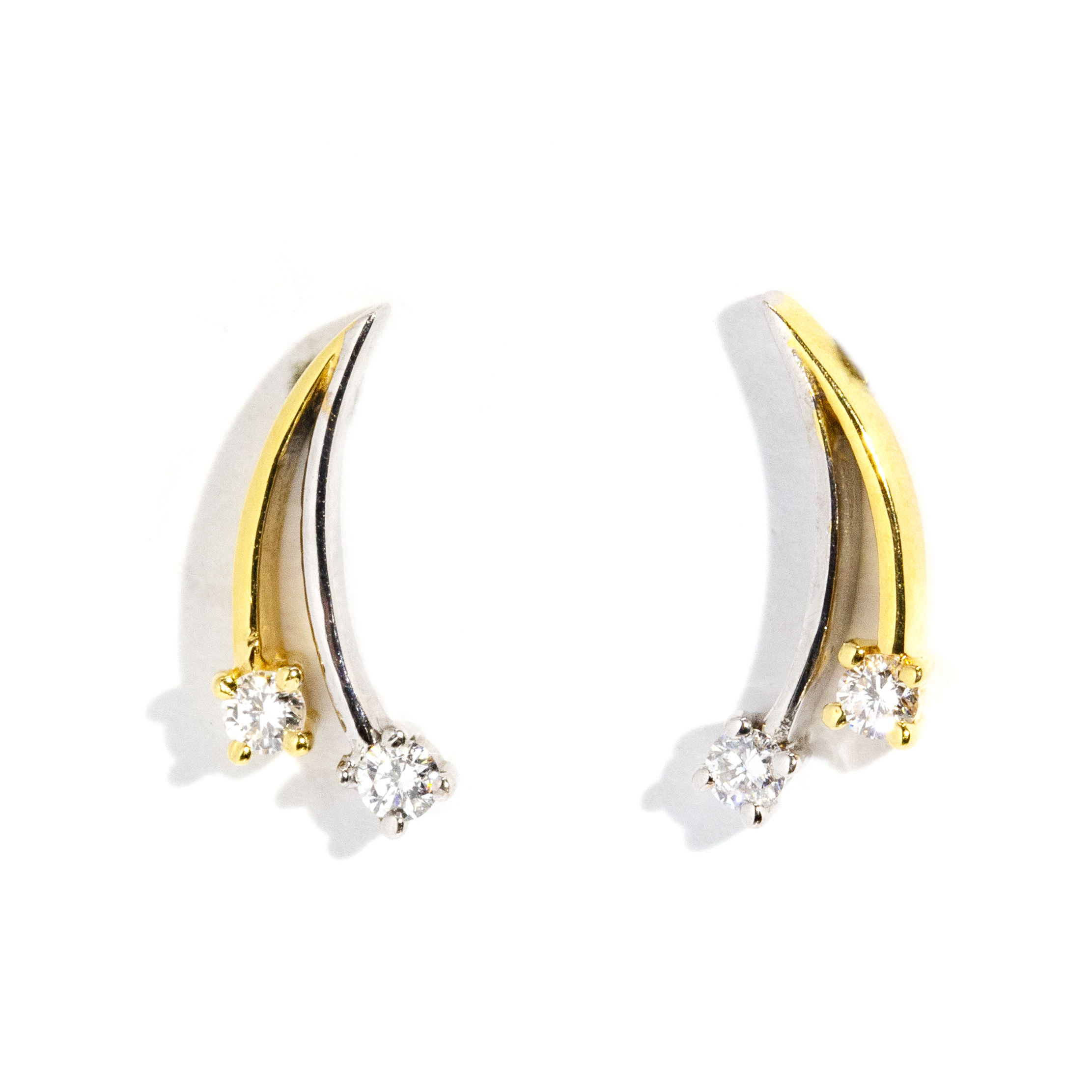 18 Carat Two-Tone Gold Earrings