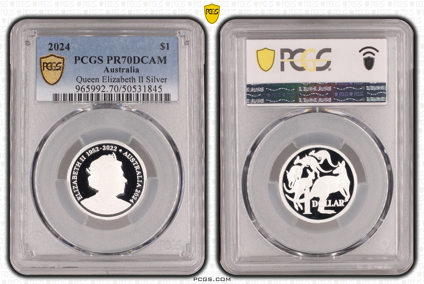 Queen Elizabeth II Silver, POP 13/0, One Dollar, 2024, PCGS PR70DCAM