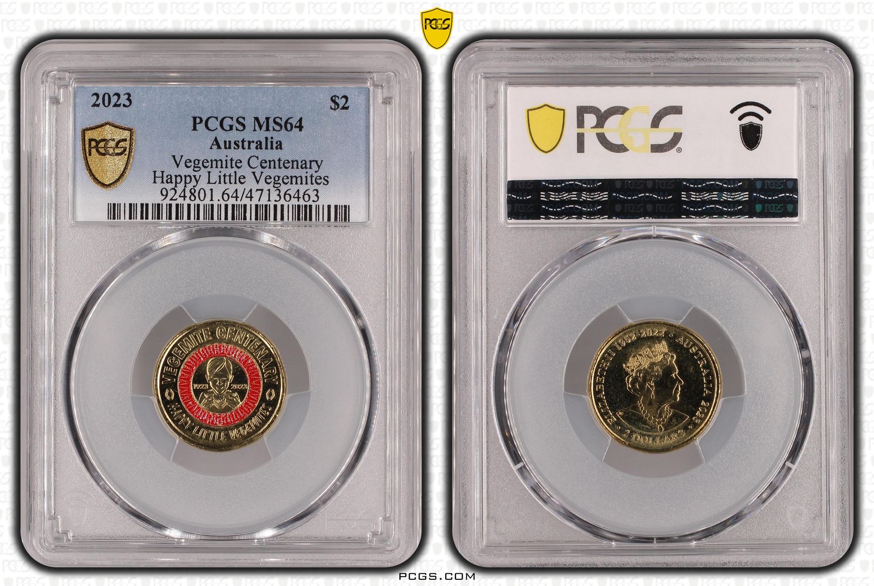 Elizabeth II, Vegemite Centenary Happy Little Vegemites , Two Dollar, 2023, PCGS MS64
