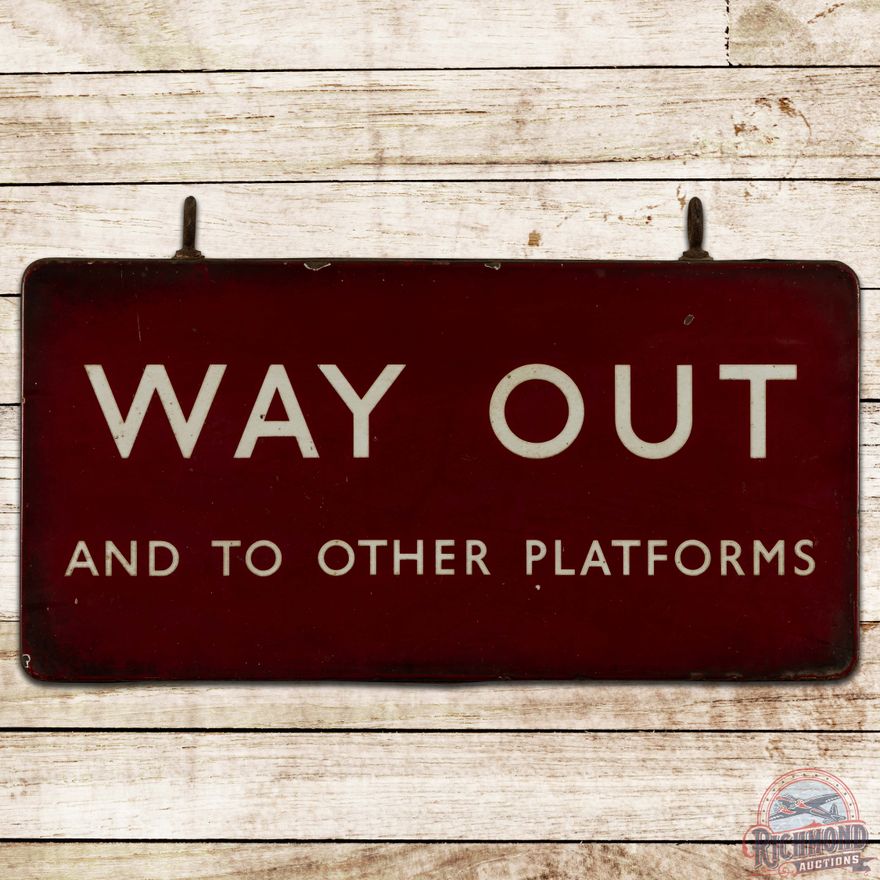 Train Station Railroad Way Out and To Other Platforms Double Sided Porcelain Sign
