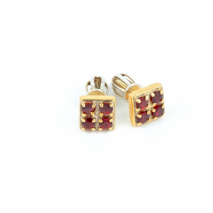 Garnet 9 Carat Gold Earrings,