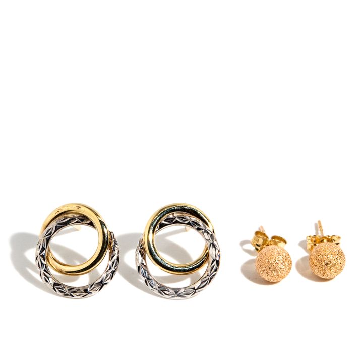 Two Pairs of 9 Carat Gold Earrings