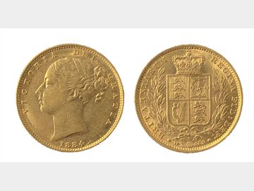 1884 Queen Victoria Sydney Mint Young Head Shield Gold Sovereign.