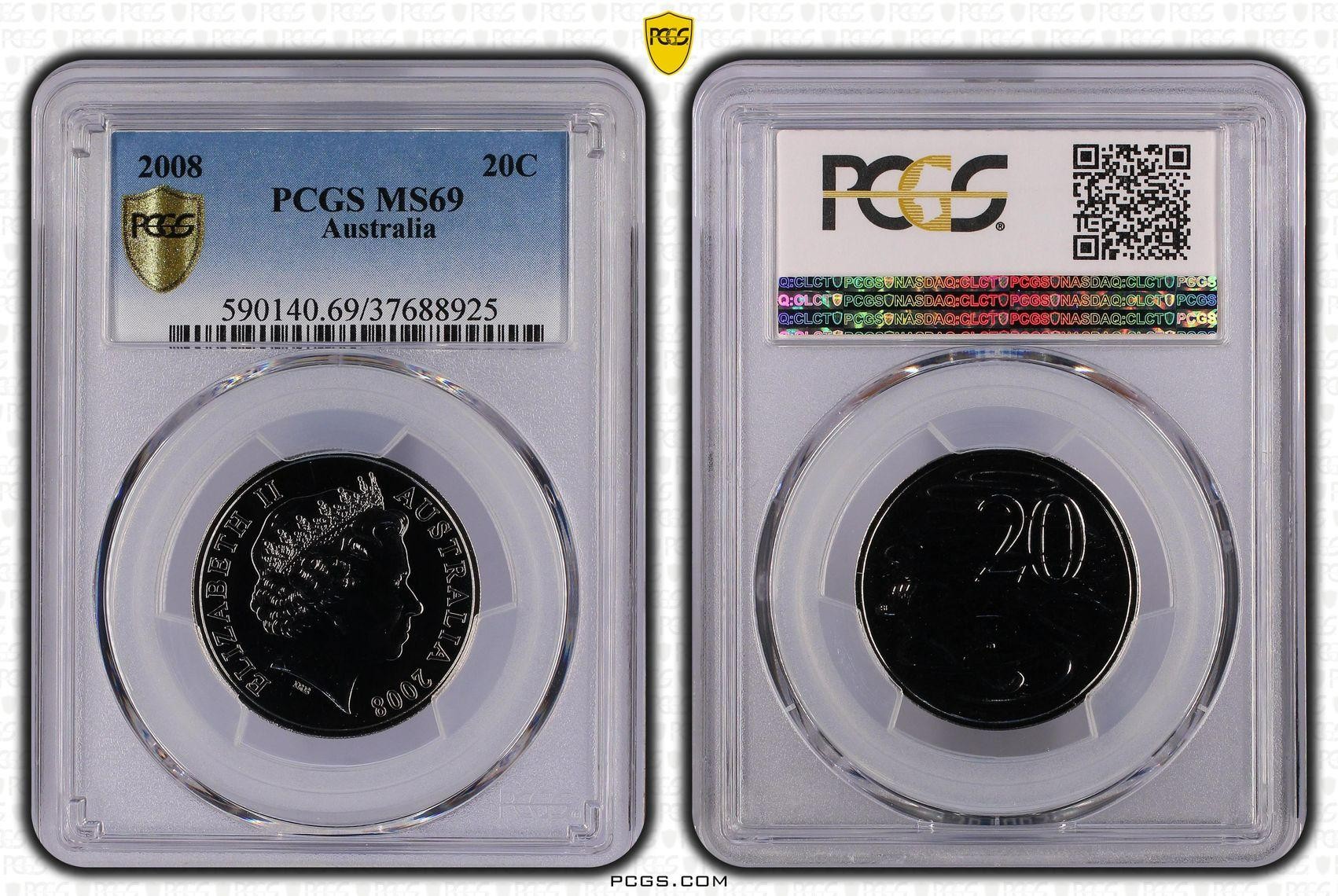 2008 Australia Twenty Cent, 20c PCGS - MS69 -925