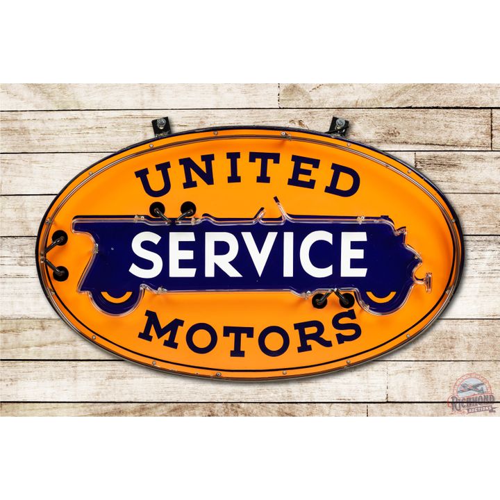 4' United Motors Service Single Sided Porcelain Neon Sign TAC 9