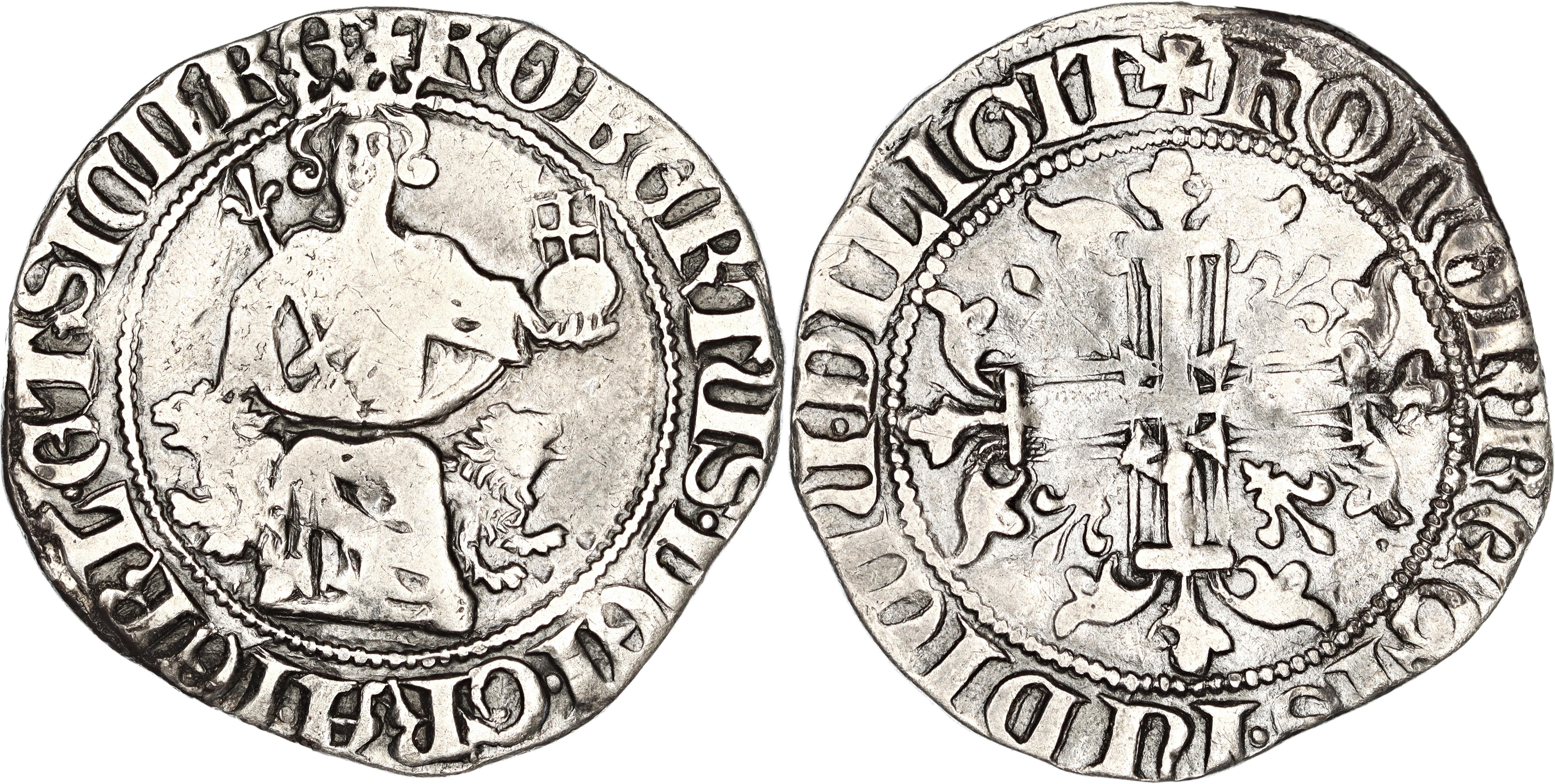 Kingdom of Naples, Robert d'Anjou, Silver Gigliato, 1309-1343 AD, VF