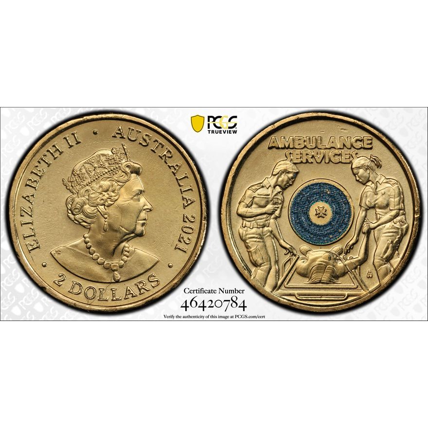 Ambulance Service, Two Dollar, 2021, PCGS Genuine  - UNC Details (95 - Scratch)