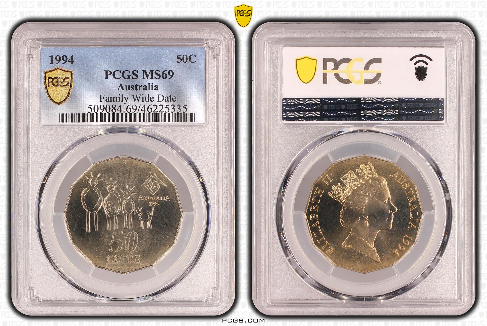 Family Wide Date, Fifty Cent, 1994, PCGS MS69