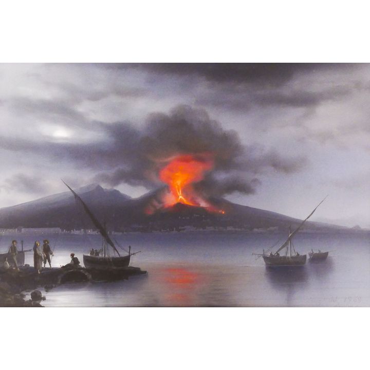 Gioacchino La Pira ''Eruption of Mt. Vesuvius'' 1868 Gouache
