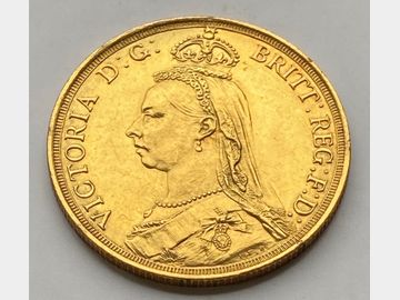 1887 VICTORIA JUBILEE HEAD GOLD 2 POUND COIN (EX-MOUNT)