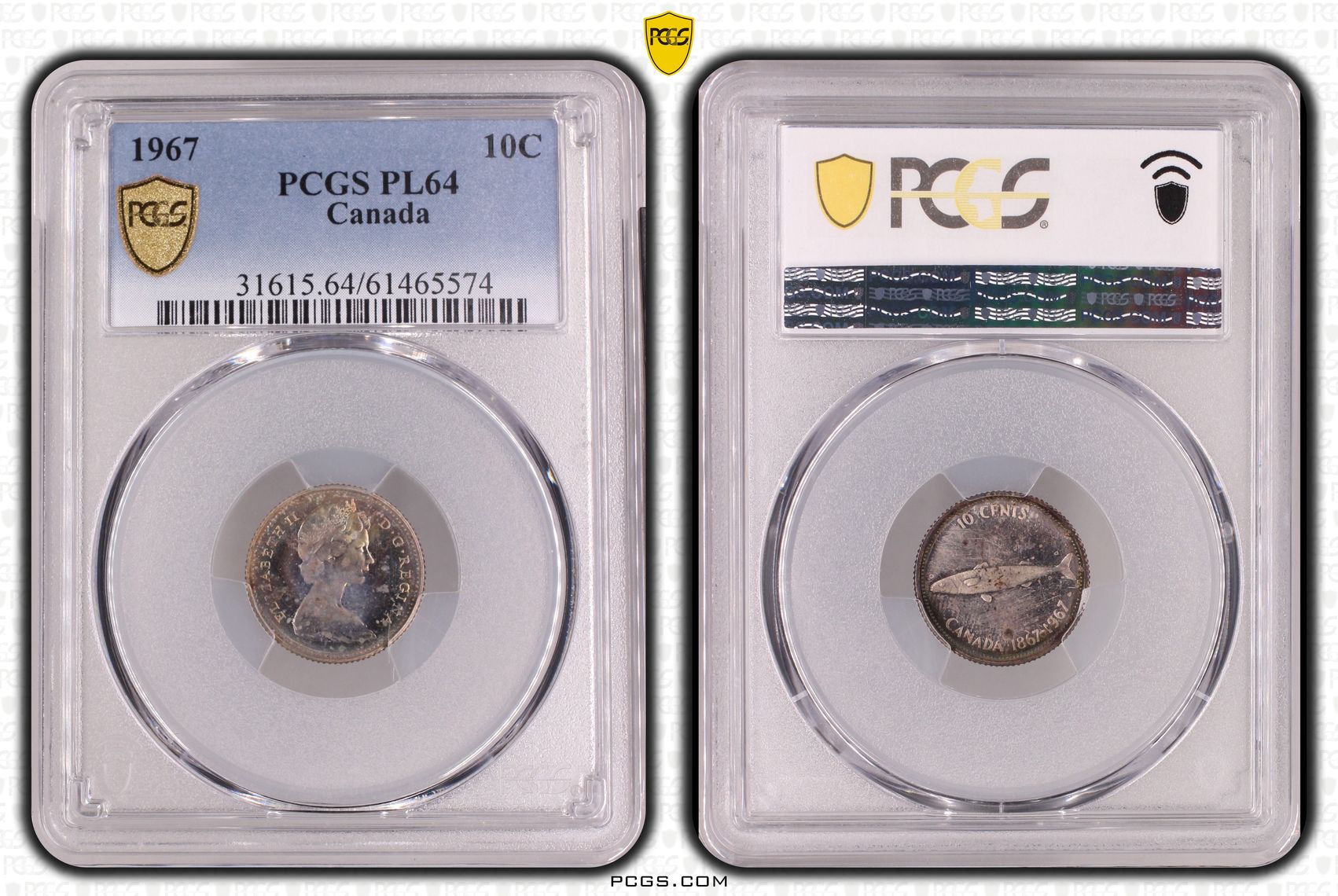Canada, Elizabeth II, Ten Cent, 1967, PCGS PL64