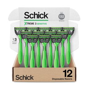SCHICK XTREME 3 ORIGINAL RAZOR ? DISPOSABLE HEAD RAZOR FOR SENSITIVE SKIN, 12 COUNT