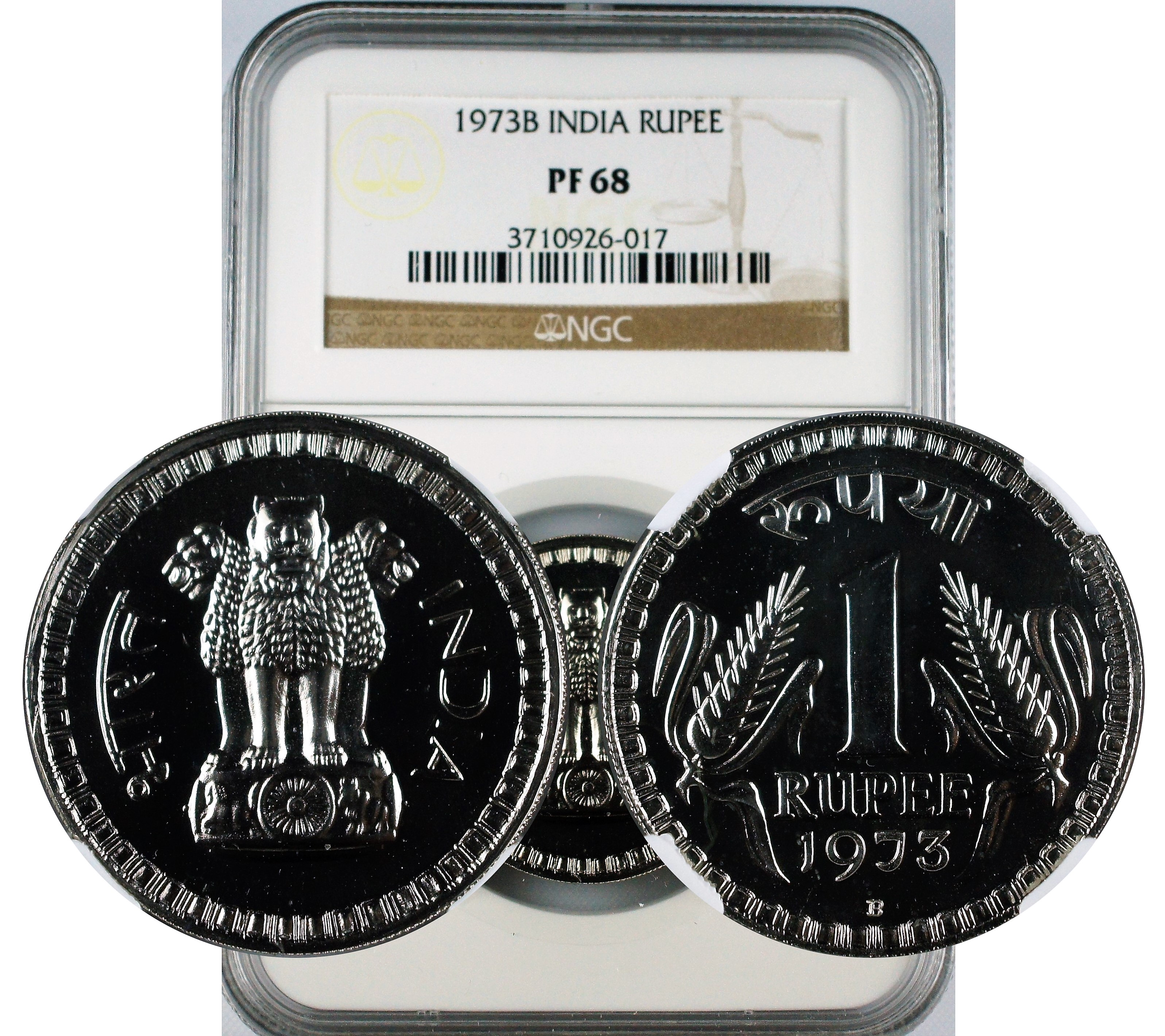India Republic 1973B Proof Rupee NGC PF68