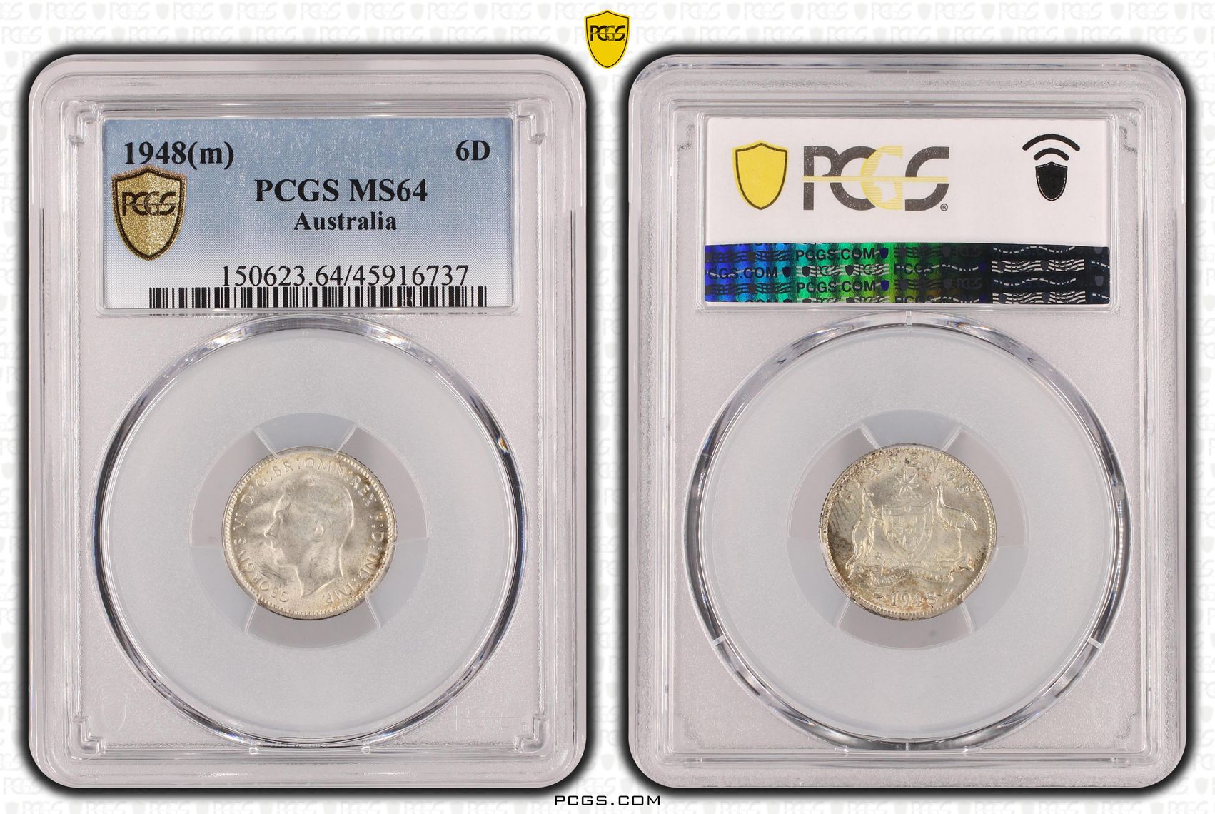 1948(m) Australia Sixpence Silver PCGS - MS64 -737