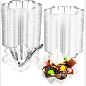 CLEAR BOWLS, 100 PCS ICE CREAM CUPS, CHRISTMAS CANDY BOWL, SMALL DISPOSABLE CLEAR APPETIZER SERVING CUP FOR DESSERT CAKE SNACK SUN