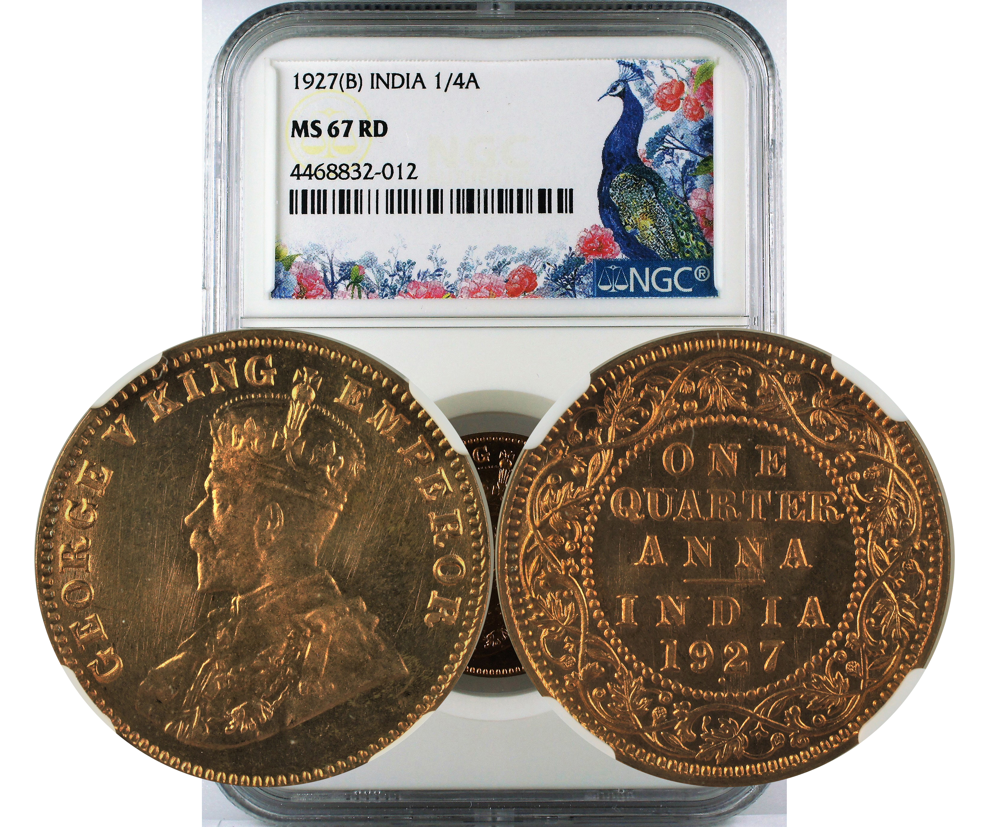 1927(B) INDIA 1/4A MS 67 RD