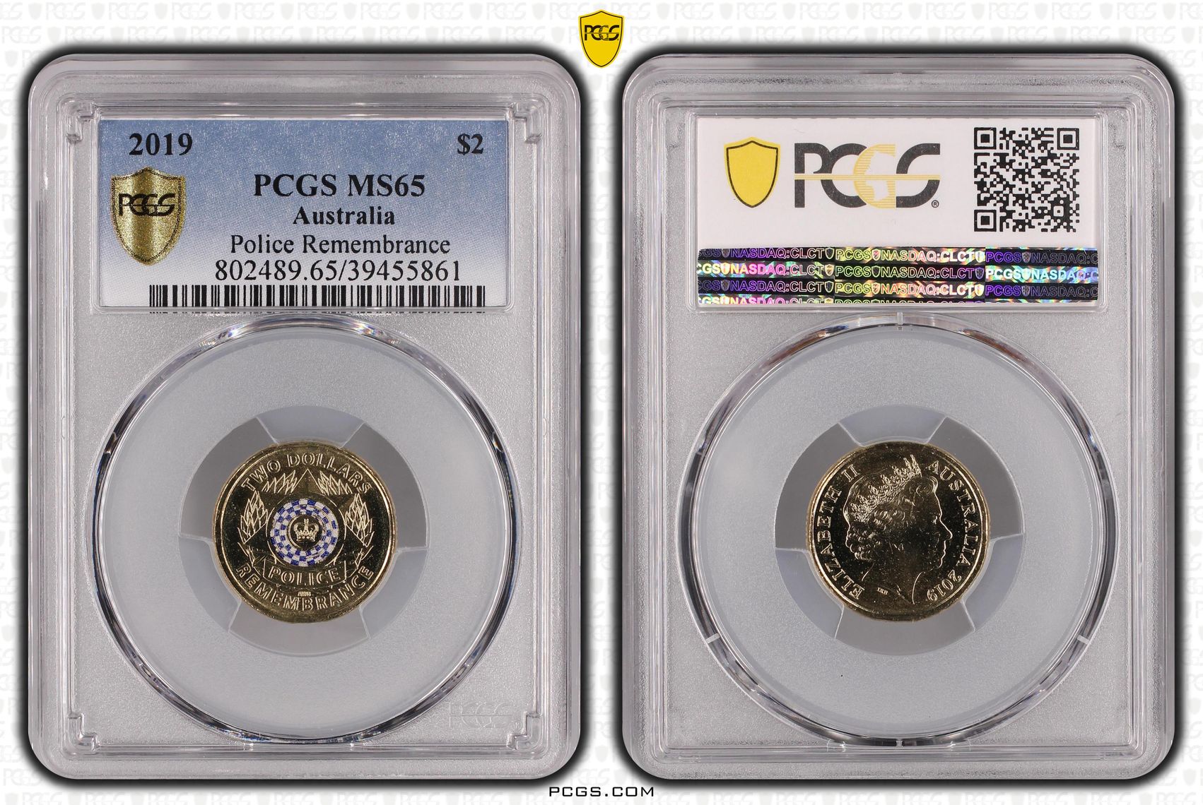 Elizabeth II, Police Remembrance, Two Dollar, 2019, PCGS MS65