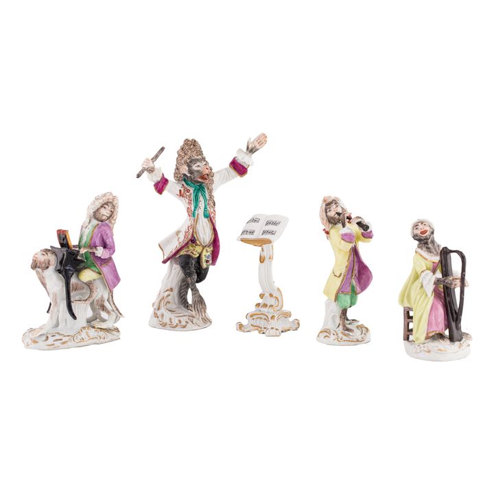 Grupa 11 figur „Małpia orkiestra” Edmé Samson, Paryż, ok. 1860