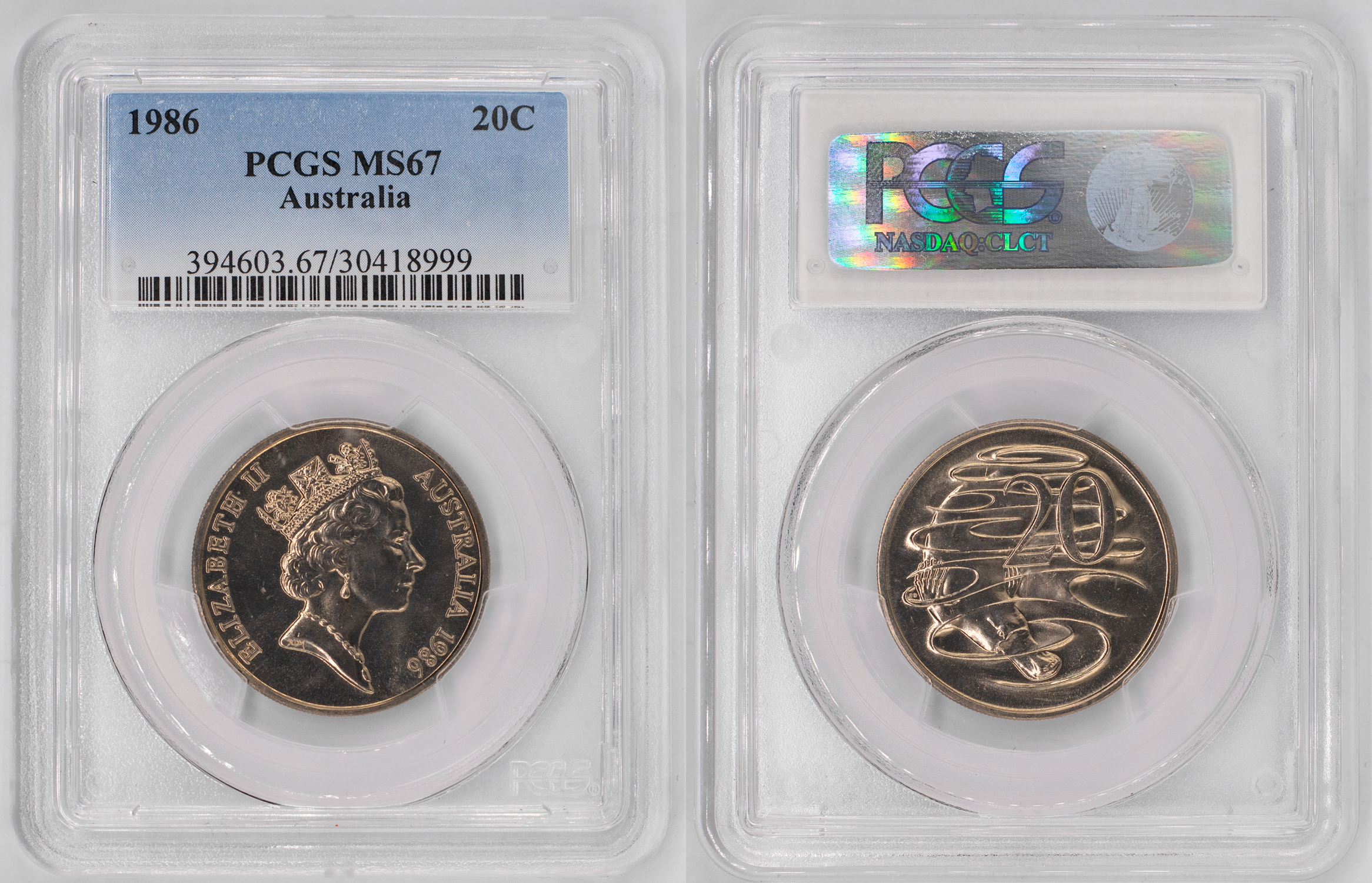 Elizabeth II, Twenty Cent, 1986, PCGS MS67