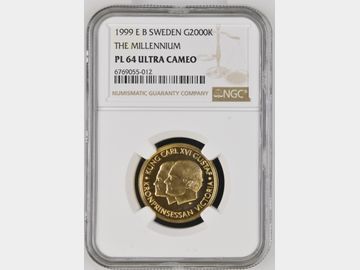 1999 SWEDEN MILLENNIUM GOLD 2000 KORONA PL64 UCAM