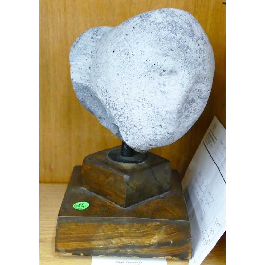Ken Patecky Concrete Face Sculpture on Stand 11''