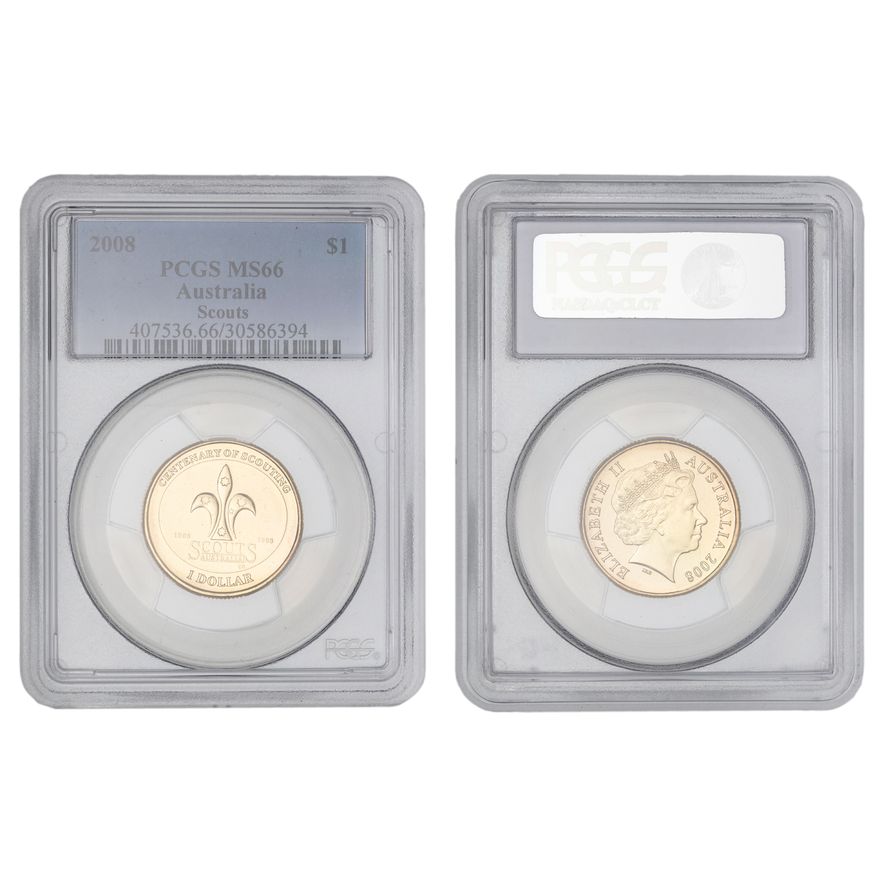 Elizabeth II, Scouts, One Dollar, 2008, PCGS MS66