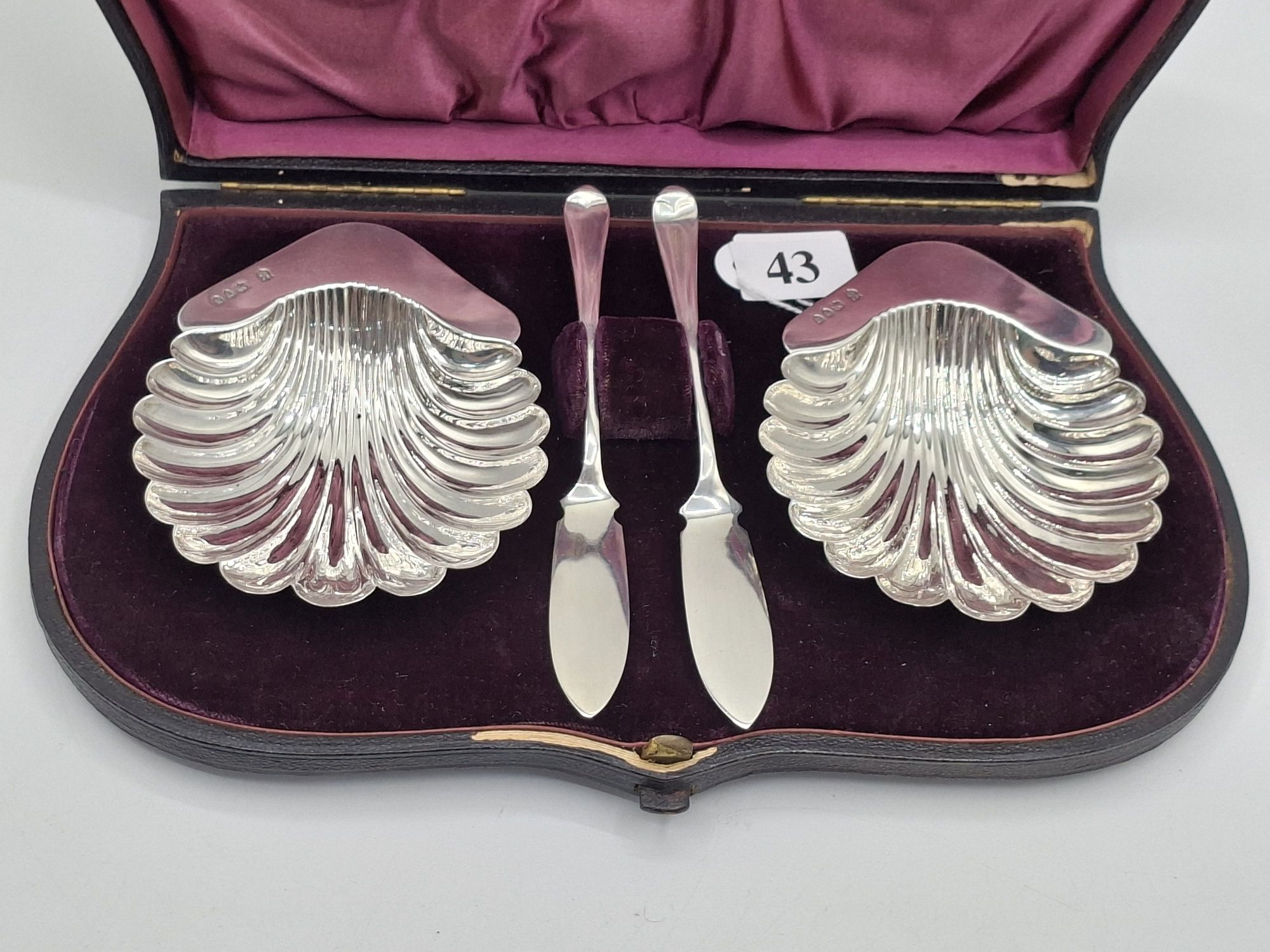 43 · ENGLISH SILVER PAIR OF SHELL SHAPED DISHES
