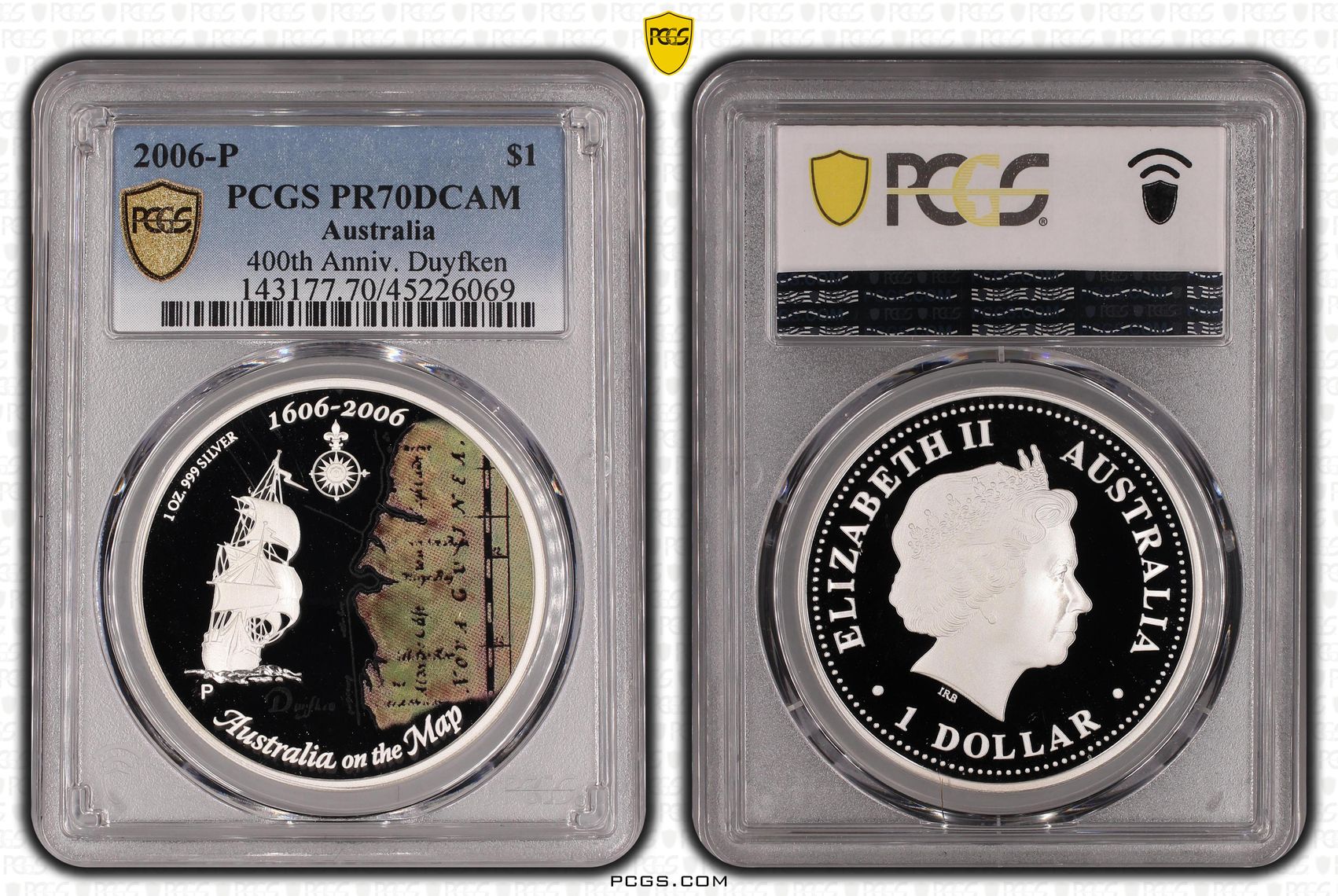 2006-P Australia One Dollar, $1 400th Anniv. Duyfken PCGS - PR70DCAM POP 2/0 -069