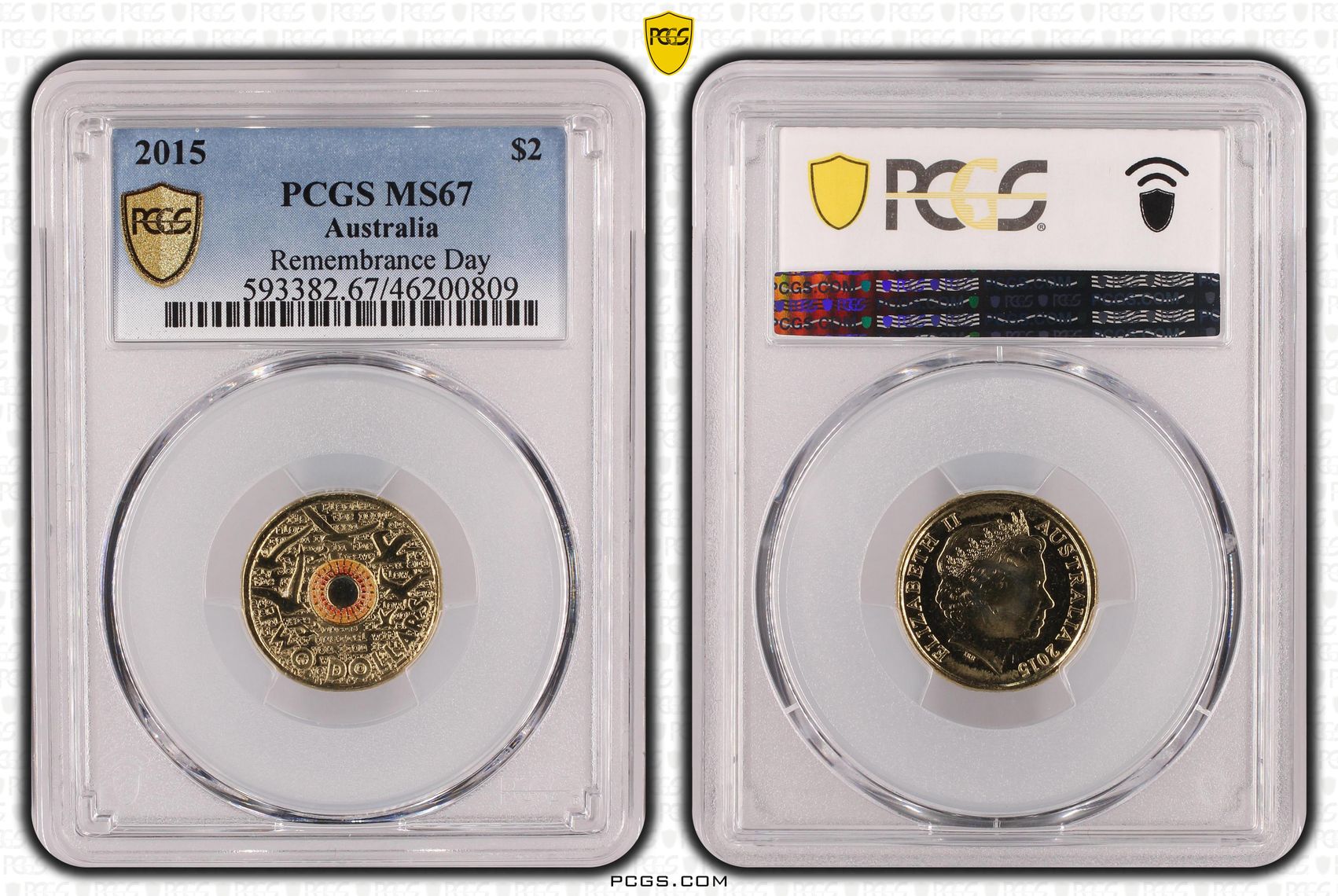 Remembrance Day, Two Dollar, 2015, PCGS MS67