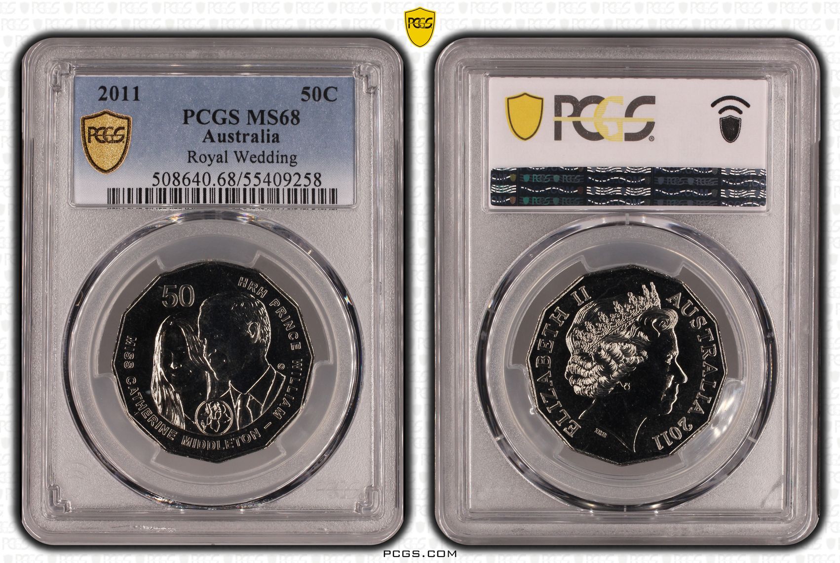 Royal Wedding, Fifty Cent, 2011, PCGS MS68