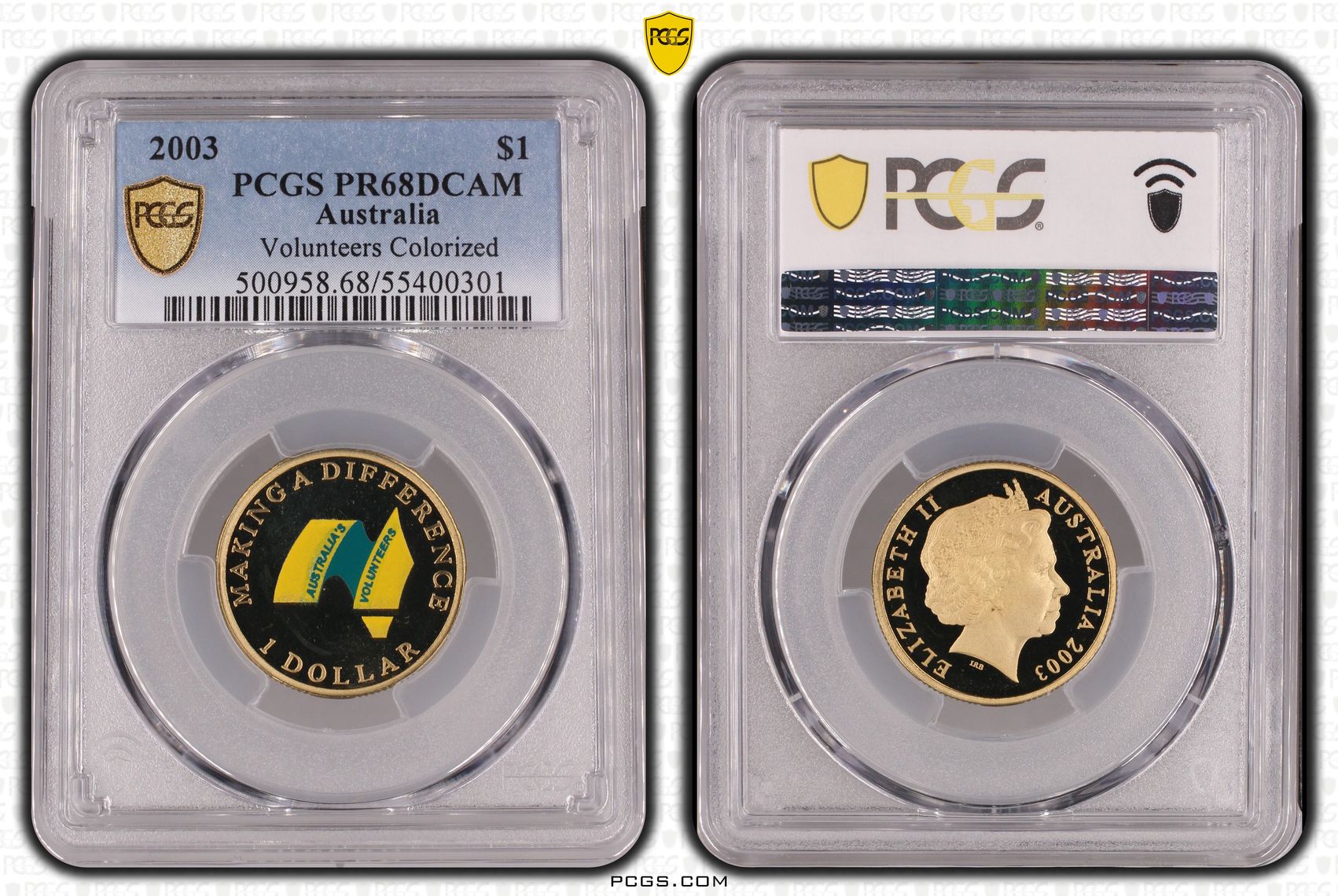 Volunteers Colorized, One Dollar, 2003, PCGS PR68DCAM